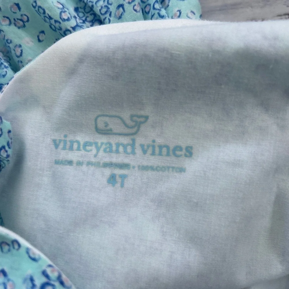 Vineyard Vines Kids Girls Light Blue Turtle Print Smocked Waist Dress Size‎ 4T